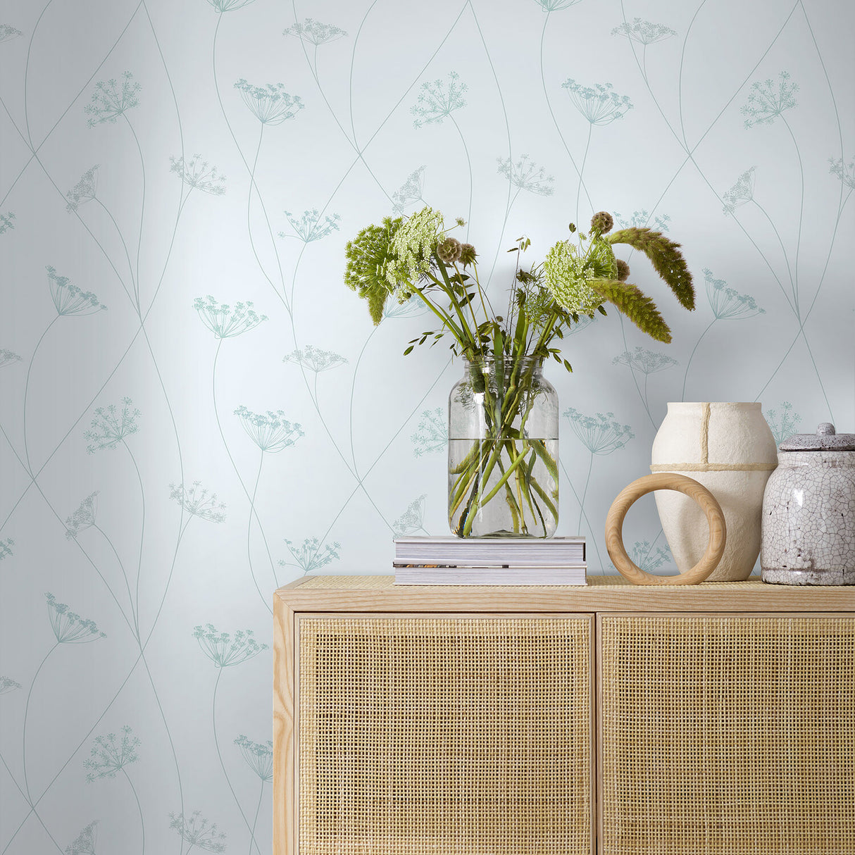 Queen Anne Mineral by Boråstapeter Delicate Wildflower Wallpaper – Schumacher 9302