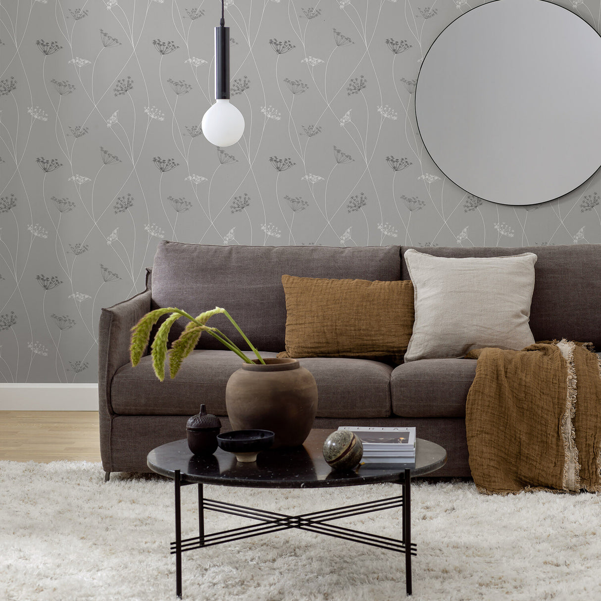 Queen Anne Grey by Boråstapeter Botanical Wallpaper – Schumacher 9304