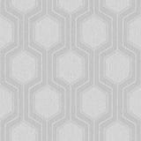 Graphic Hexagon grey wallpaper by Boråstapeter for Schumacher, modern geometric hexagon pattern wallcovering.