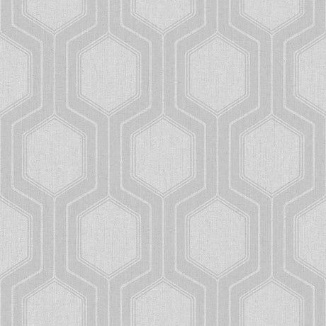 Graphic Hexagon grey wallpaper by Boråstapeter for Schumacher, modern geometric hexagon pattern wallcovering.