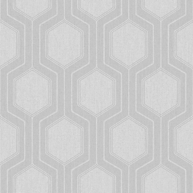 Graphic Hexagon grey wallpaper by Boråstapeter for Schumacher, modern geometric hexagon pattern wallcovering.