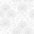 Grey dandelion print non-woven wallpaper by Boråstapeter for Schumacher, styled in a modern living room.