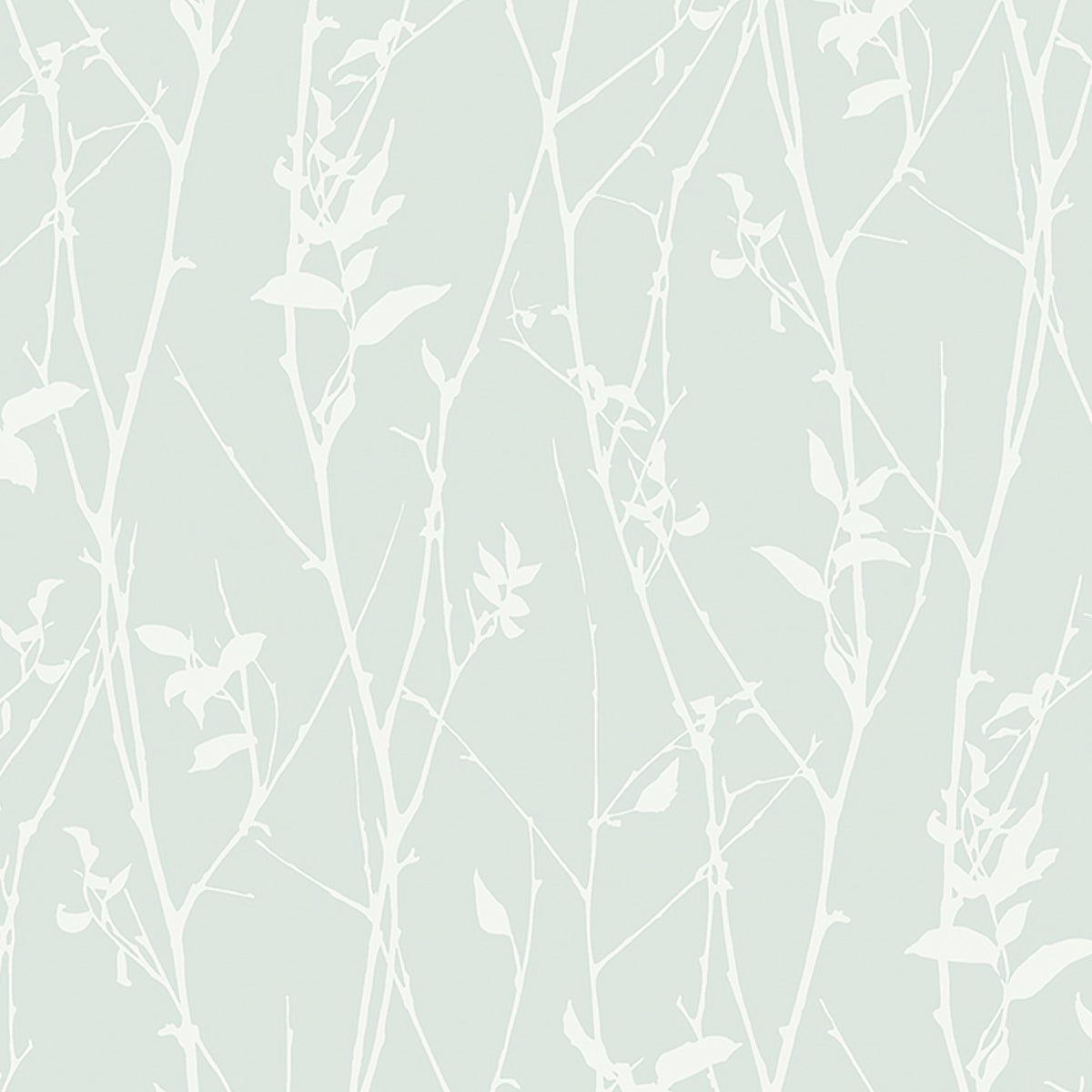 Botanical Whisp wallpaper in Mineral by Boråstapeter for Schumacher, featuring a delicate branch and flower silhouette in a soft mineral colorway.