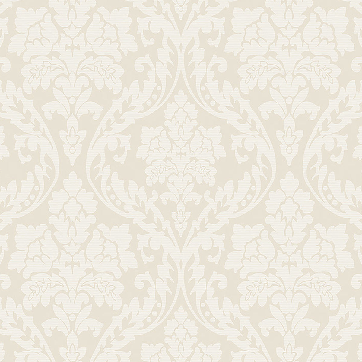 Firenze sand-colored damask wallpaper by Boråstapeter for Schumacher, classic Renaissance-inspired design
