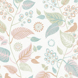 Leaf Rhapsody wallpaper by Boråstapeter for Schumacher, featuring a whimsical multicolored botanical and leaf pattern.