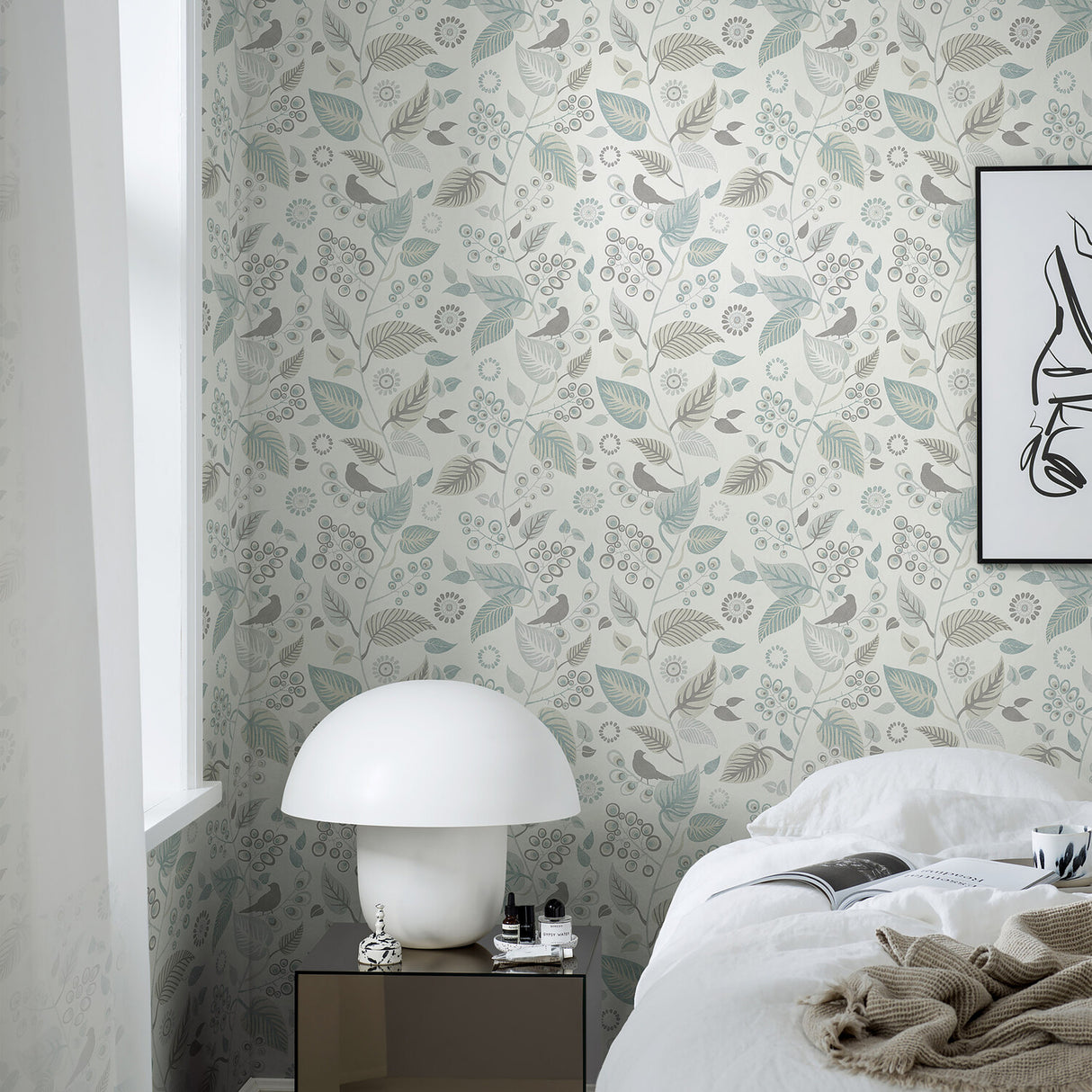 Leaf Rhapsody Slate by Boråstapeter Botanical Wallpaper – Schumacher 9331