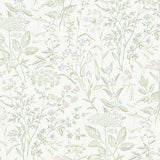 Delicate Dance wallpaper in Leaf by Boråstapeter for Schumacher, featuring Queen Anne's lace and wildflowers in a soft botanical design.