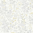 Delicate Dance wallpaper in grey and yellow by Boråstapeter for Schumacher, featuring Queen Anne's lace and wildflowers.