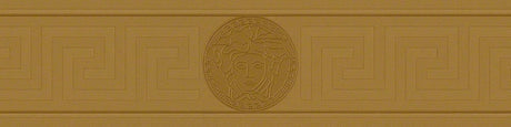Versace Magesty Border in Tuscany metallic gold with Greek key and Medusa medallion motif
