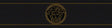 Black Ice satin border wallpaper with embossed Greek key pattern and gold Medusa-style medallion motifs