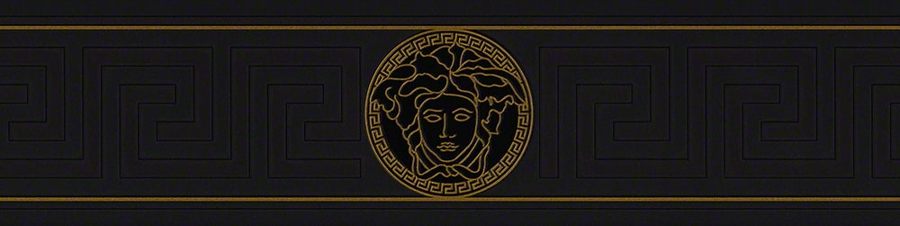 Magesty Black Ice by Versace Volume 5 Satin Medallion Border Wallpaper – Versace 935224X -Sample