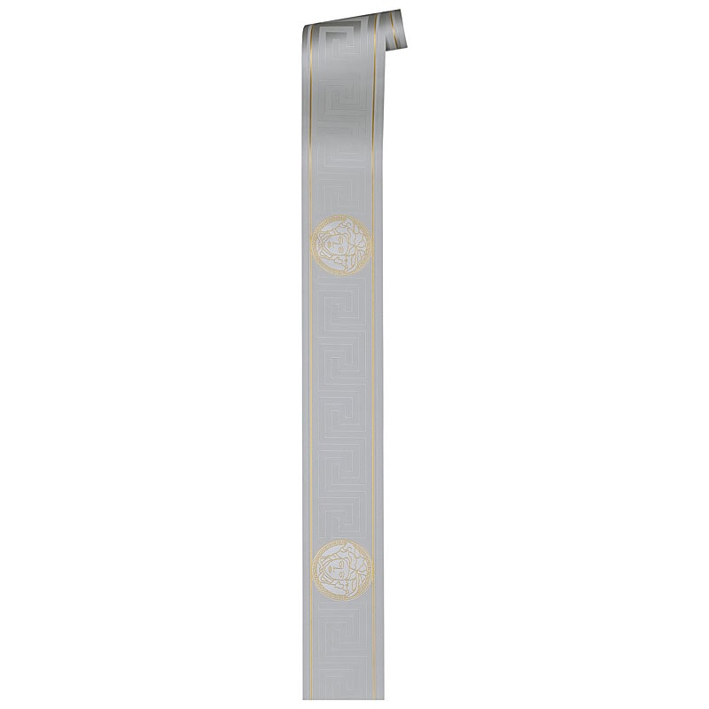 Magesty Silver Sea by Versace Volume 5 Metallic Medallion Wallpaper Border – Versace 935225X-Sample