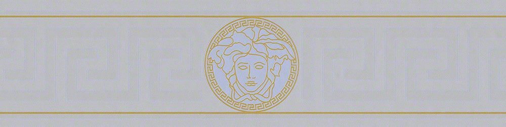 Magesty Silver Sea by Versace Volume 5 Metallic Medallion Wallpaper Border – Versace 935225X-Sample
