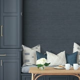 Miya Dark Blue by Fine Decor Faux Grasscloth Wallpaper – Brewster Home Fashions FD43787