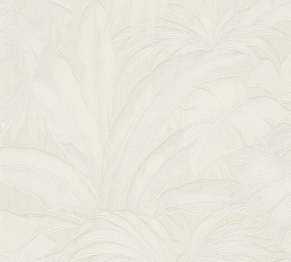 Paragon Ivory by Versace Volume 5 Embossed Botanical Tropical Wallpaper – Versace 962402X-Sample
