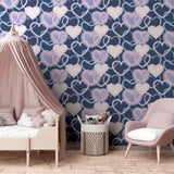 Effie Navy Neon Heart by Arthouse Wallpaper – Brewster Home Fashions AH925605