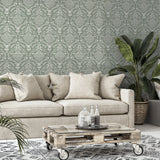 Wickham Green by Arthouse Stag Damask Wallpaper – Brewster Home Fashions AH923706