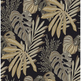 A-Street Prints Alocasia Neutral Tropical Foliage Wallpaper roll in black and neutral tropical leaves