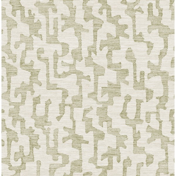 Cipher Moss Geometric Faux Grasscloth Wallpaper roll, 20.5 in x 33 ft