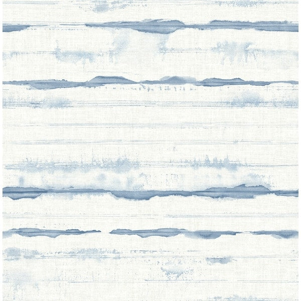 A-Street Prints Destin Blue Stripe Wallpaper roll and pattern