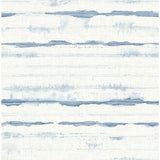 A-Street Prints Destin Blue Stripe Wallpaper roll and pattern