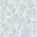 Kyoto Sky Ginkgo Leaf wallpaper in light blue with white ginkgo outlines