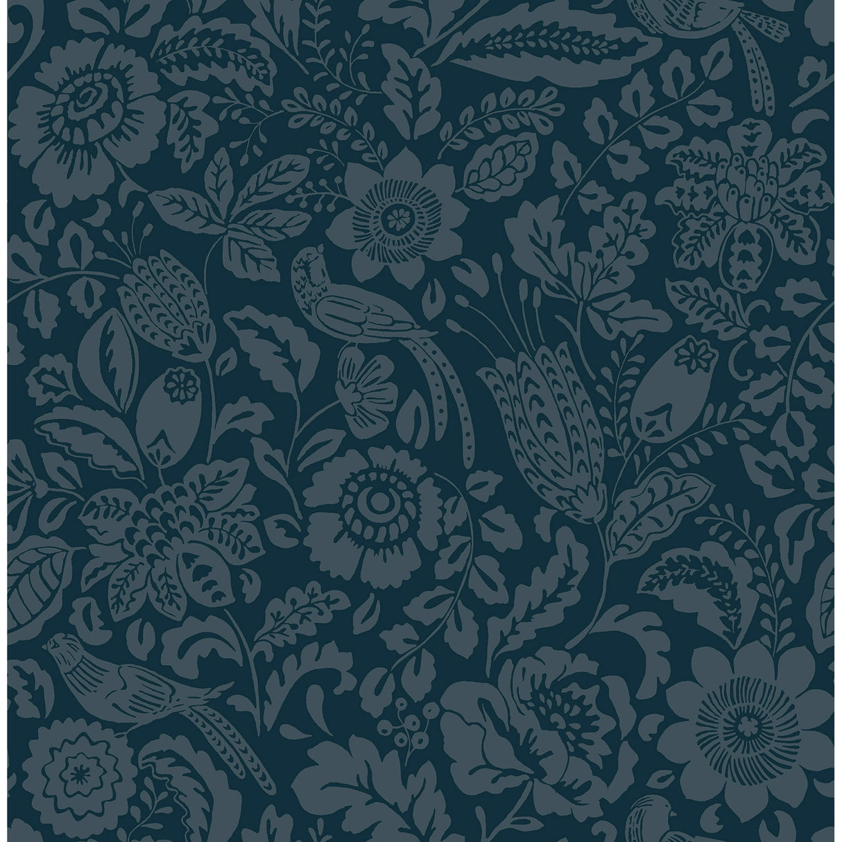 Marta Navy Floral Trail Wallpaper by A-Street Prints