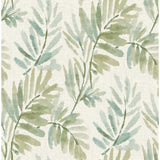 A-Street Prints Serenade Sea Green Ferns wallpaper roll showing watercolor fern motif
