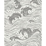 Swell Charcoal Ocean Wave Wallpaper roll and pattern