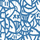 Bold Arrangements Blue Peel & Stick Wallpaper with Abstract Graffiti Motif - Brewster AAS4879