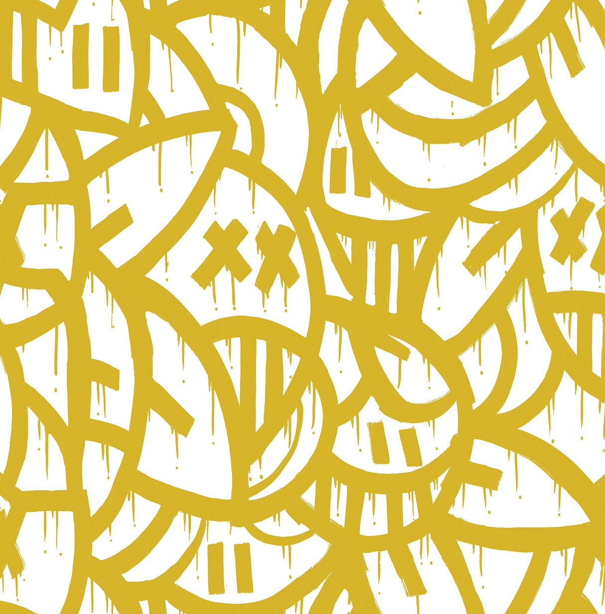 Bold Arrangements Yellow Peel & Stick Wallpaper with Modern Abstract Graffiti Novelty Pattern - NuWallpaper AAS4880