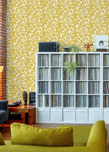Bold Arrangements Yellow Peel & Stick Wallpaper with Modern Abstract Graffiti Novelty Pattern - NuWallpaper AAS4880