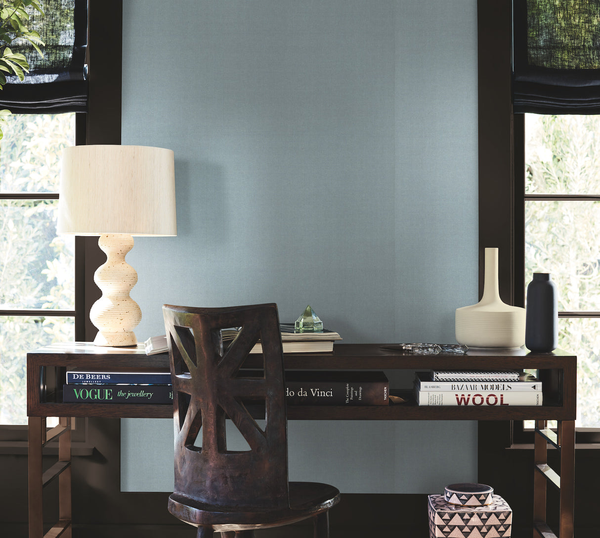 Woven Linen Sky Blue by Antonina Vella Wallpaper – York Designer Series AB1805