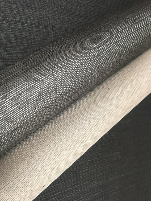 Sisal Grasscloth Black Wallpaper with Makasa Sisal Weave - York AB2195