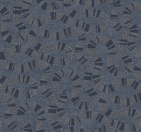 Antonina Vella Ophidia Navy non woven wallpaper pattern detail