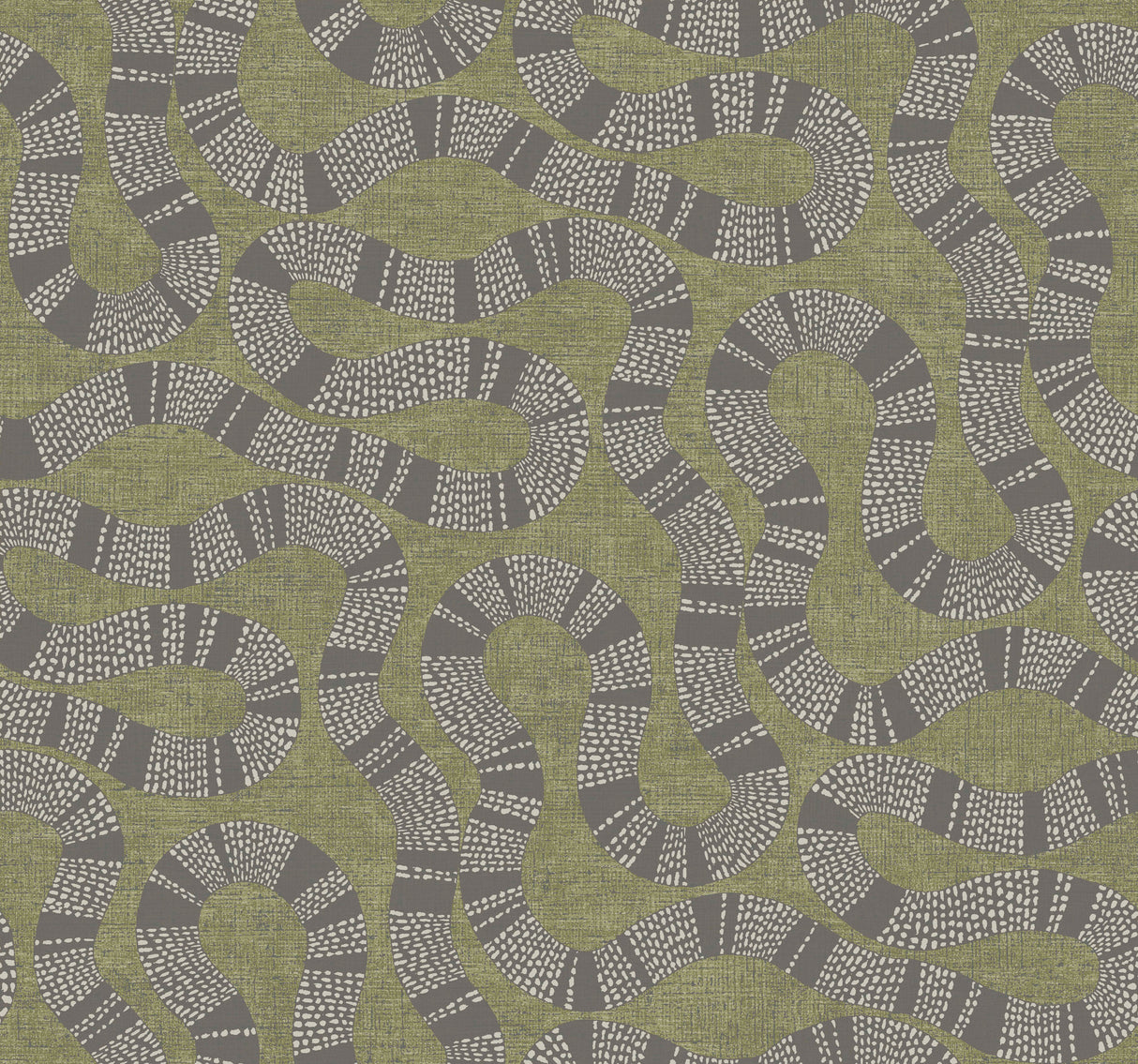 Antonina Vella Ophidia Olive Wallpaper AB3005 serpentine pattern on olive background
