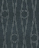 Antonina Vella Henlein Indigo wallpaper with metallic ogee pattern on indigo linen-look ground