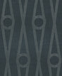 Antonina Vella Henlein Indigo wallpaper with metallic ogee pattern on indigo linen-look ground