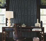 Henlein Indigo by Antonina Vella Ogee Geometric Wallpaper – York Designer Series AB3015