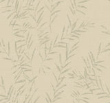 Allerton Bamboo Linen wallpaper detail with bamboo leaf pattern in beige and grey.