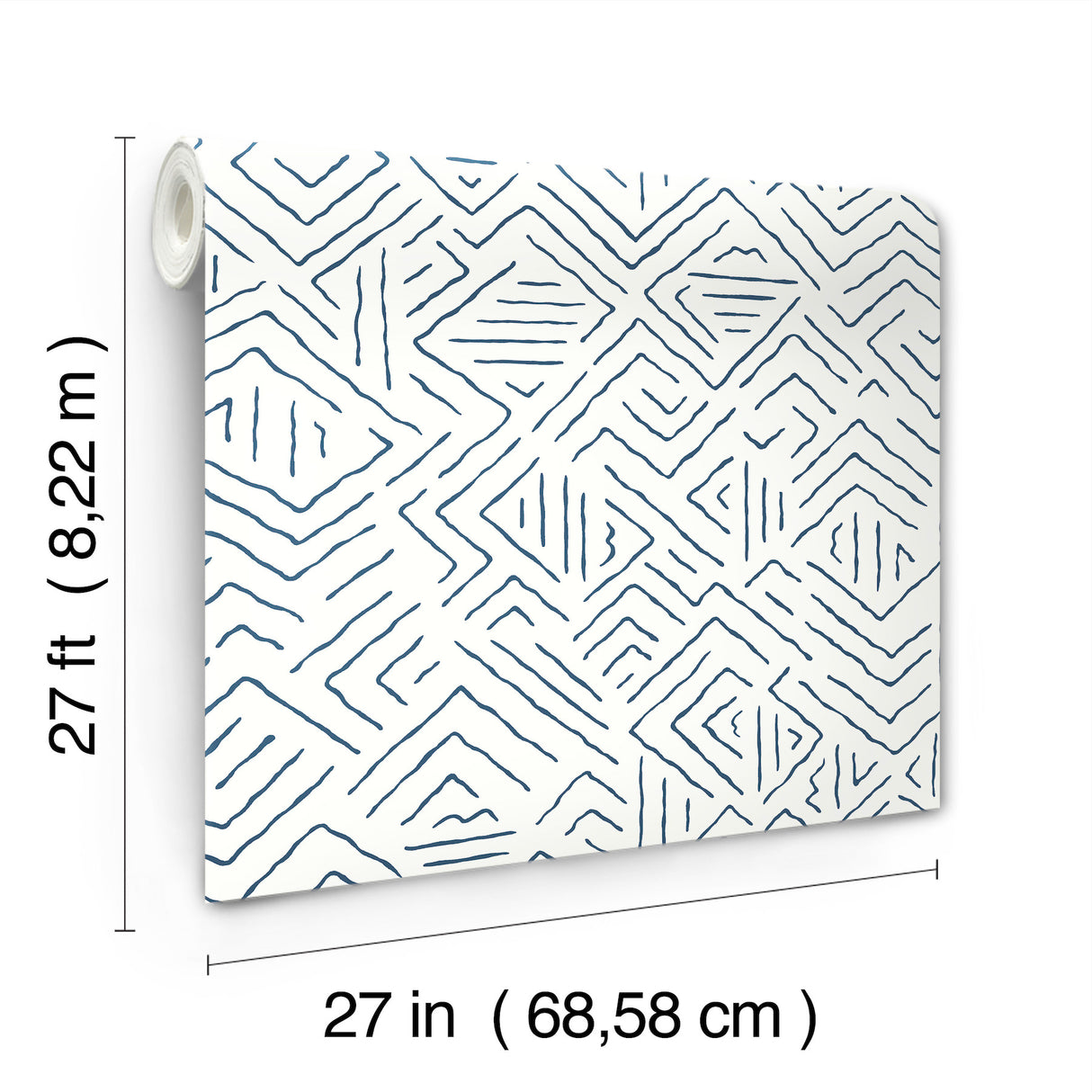 Sirih Navy by Antonina Vella Geometric Non Woven Wallpaper- York Designer Series AB3083