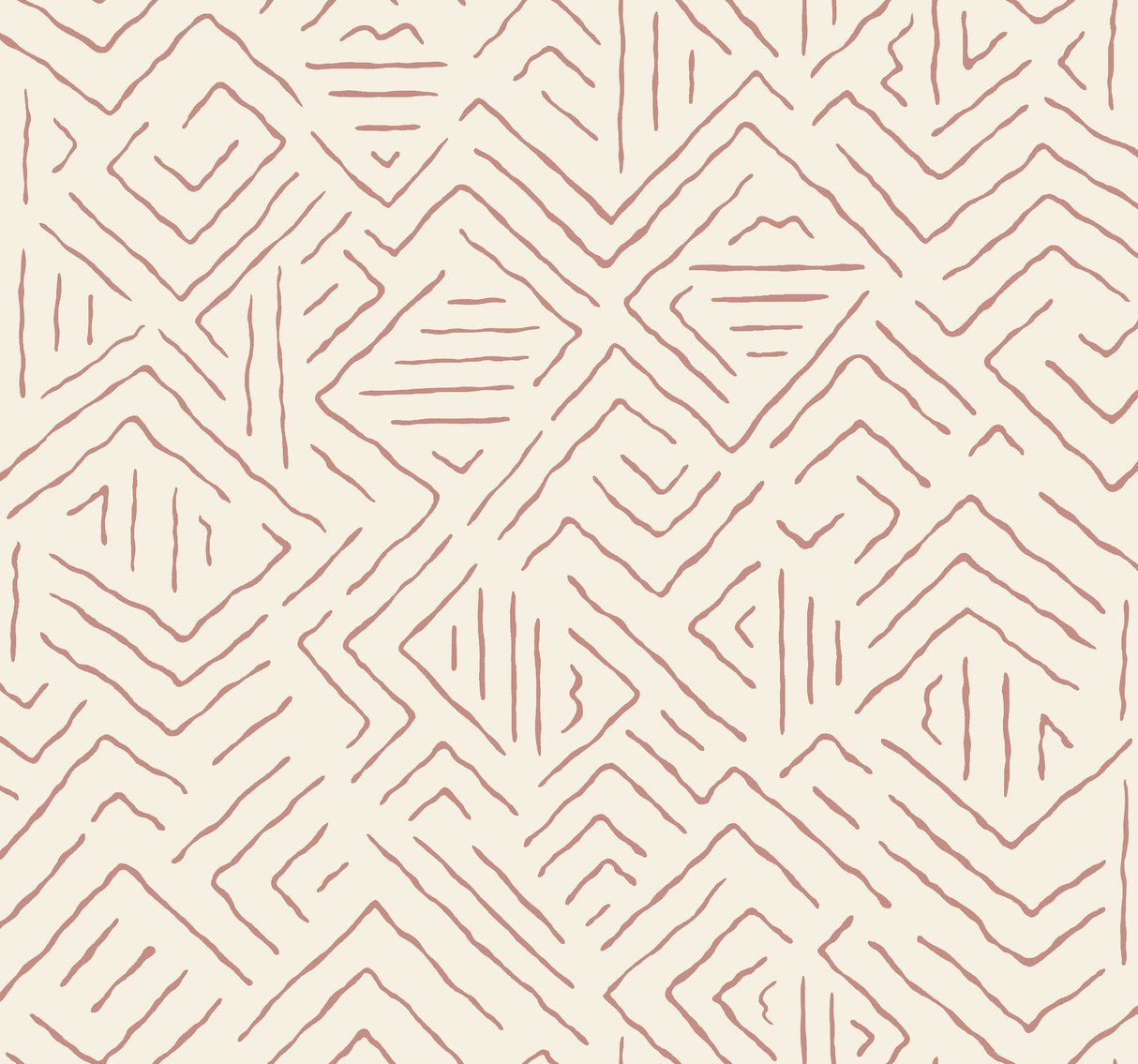Antonina Vella Sirih Sedona Wallpaper AB3086 – terracotta geometrics on white