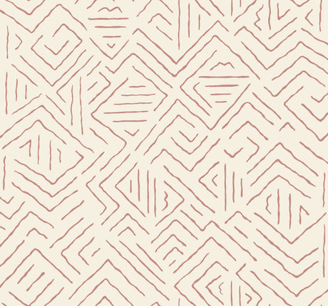 Antonina Vella Sirih Sedona Wallpaper AB3086 – terracotta geometrics on white