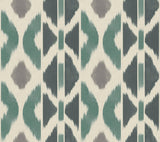 Patan Indigo geometric ikat stripe wallpaper by Antonina Vella
