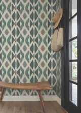 Patan Indigo by Antonina Vella Geometric Ikat Stripe Wallpaper – York Designer Series AB3092