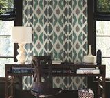 Patan Indigo by Antonina Vella Geometric Ikat Stripe Wallpaper – York Designer Series AB3092