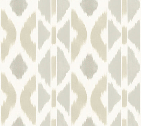 Antonina Vella Patan Beige Ikat Geometric Non Woven Wallpaper AB3093