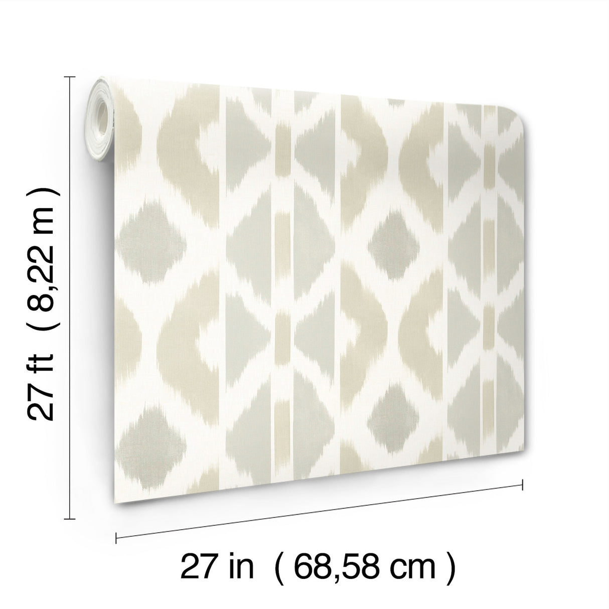 Patan Beige by Antonina Vella Ikat Geometric Non Woven Wallpaper – York Designer Series AB3093