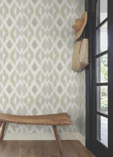 Patan Beige by Antonina Vella Ikat Geometric Non Woven Wallpaper – York Designer Series AB3093