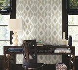 Patan Beige by Antonina Vella Ikat Geometric Non Woven Wallpaper – York Designer Series AB3093